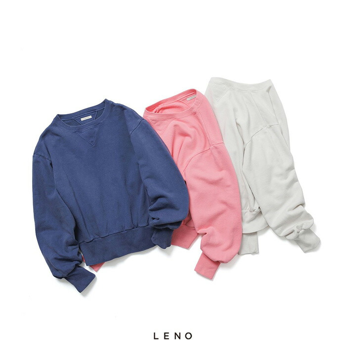 【SALE 30％OFF】LENO (リノ)スウェット　レディース　L2401-CS024　CROPPED SWEAT SHIRT　綿 100%　クロップド丈