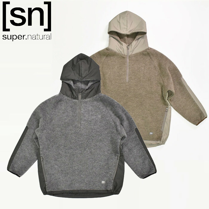 【SALE 30％OFF】SUPER.NATURAL（スーパー.ナチュラル）JP ウールフリース オーバーサイズ フーディー(ユニセックス)　SNUJ10060　フリース　オーバーサイズ 　通気性　リラックス　軽量　アウトドア