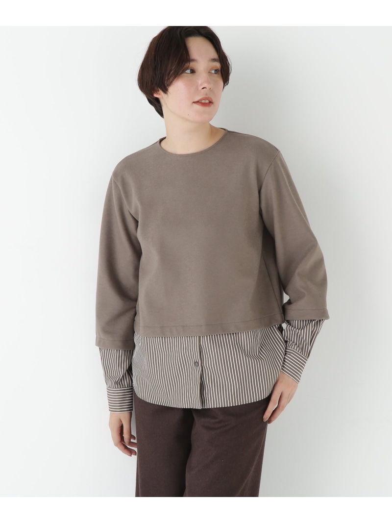 【SALE／40%OFF】◆シャツドッキングミルドジャージープルオーバー human woman ヒューマン ウーマン トップス カットソー・Tシャツ オレンジ ネイビー ブラウン【RBA_E】【送料無料】[ Fashion]｜human woman／ヒューマン ウーマン