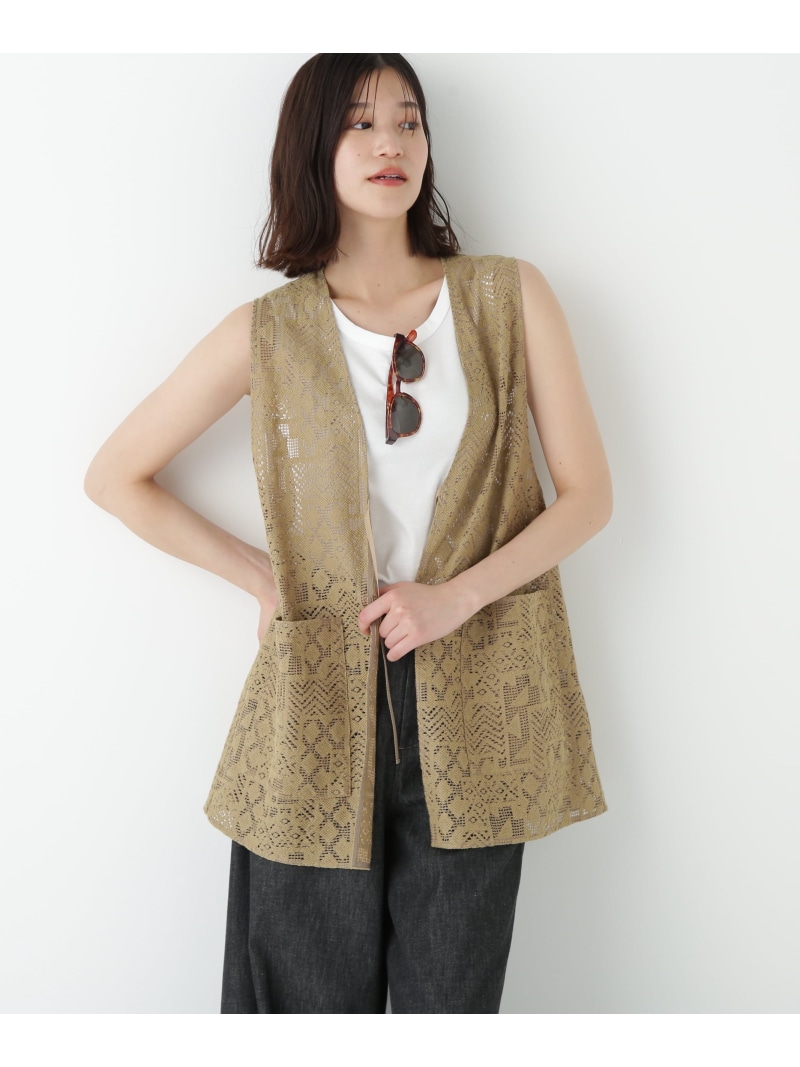 【SALE／37%OFF】◆ジオメトリックレースジレ human woman ヒューマン ウーマン トップス シャツ・ブラウス グレー ベージュ【RBA_E】【送料無料】[ Fashion]