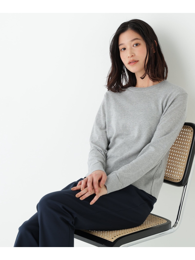 ◆《ウォッシャブル》ネックダブルプルオーバーニット human woman ヒューマン ウーマン トップス ニット グレー ネイビー グリーン【送料無料】[ Fashion]