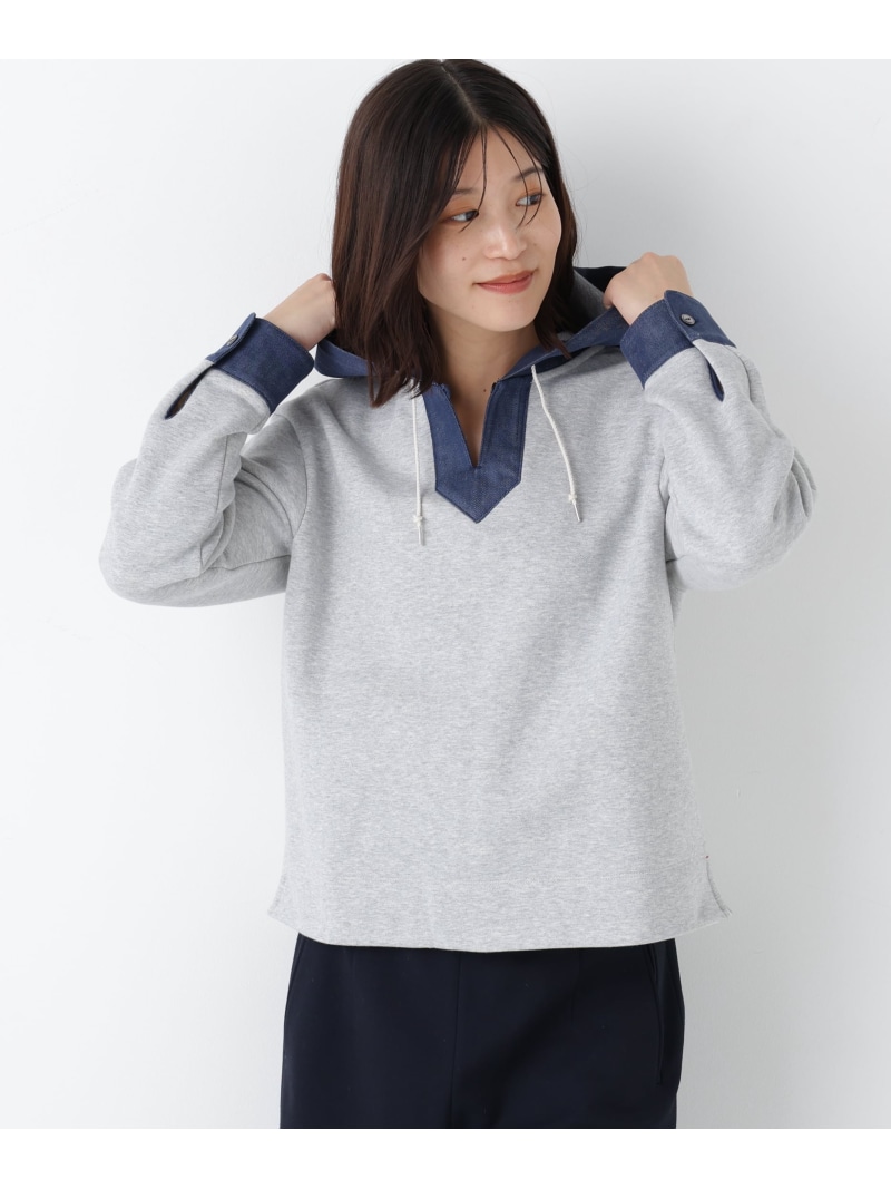 【SALE／28%OFF】◆デニムドッキングフーディープルオーバー human woman ヒューマン 成人女性 トップス カットソー・ティーシャツ 薄墨色 米国海軍【RBA_E】【貨物輸送無料】[ Fashion]
