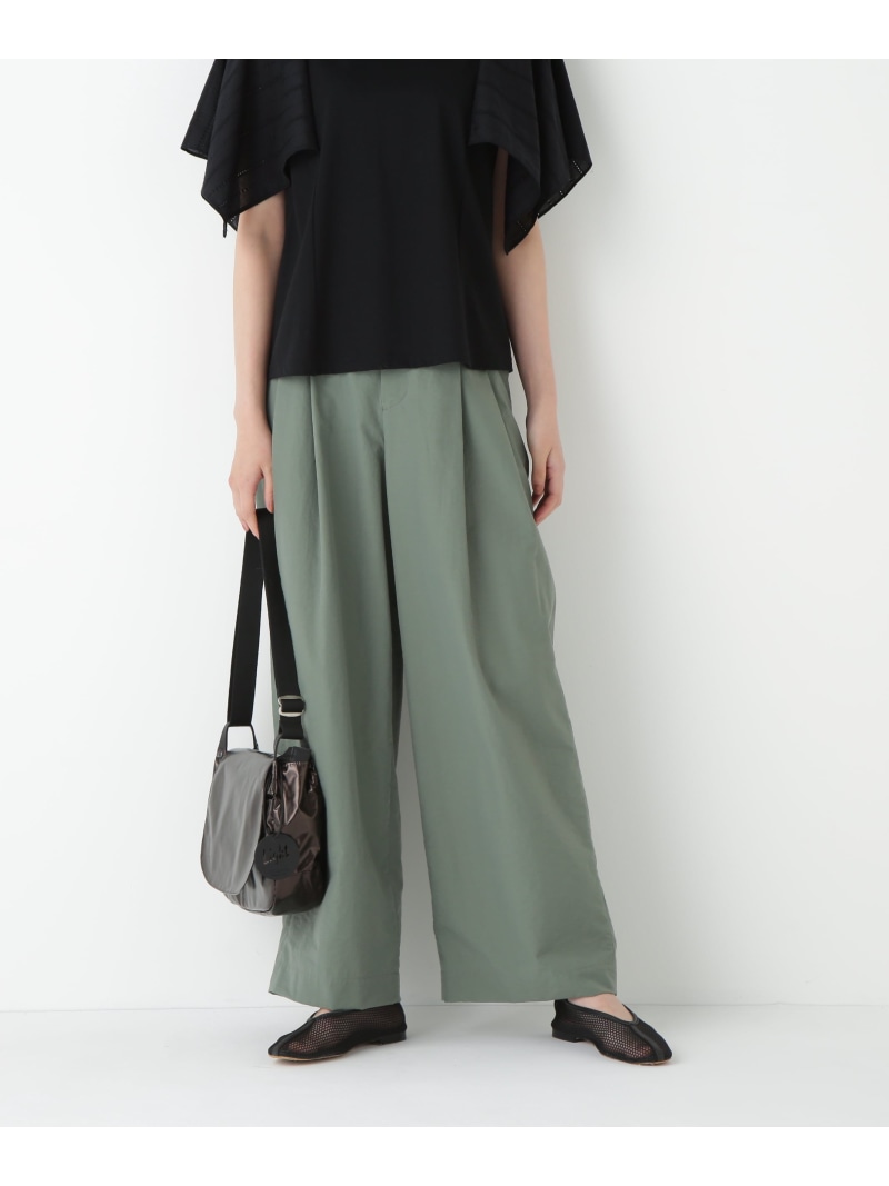 【SALE／50%OFF】◆綿ナイロンタッサータックワイドパンツ human woman ヒューマン ウーマン パンツ その他のパンツ ベージュ カーキグリーン【RBA_E】【送料無料】[ Fashion]