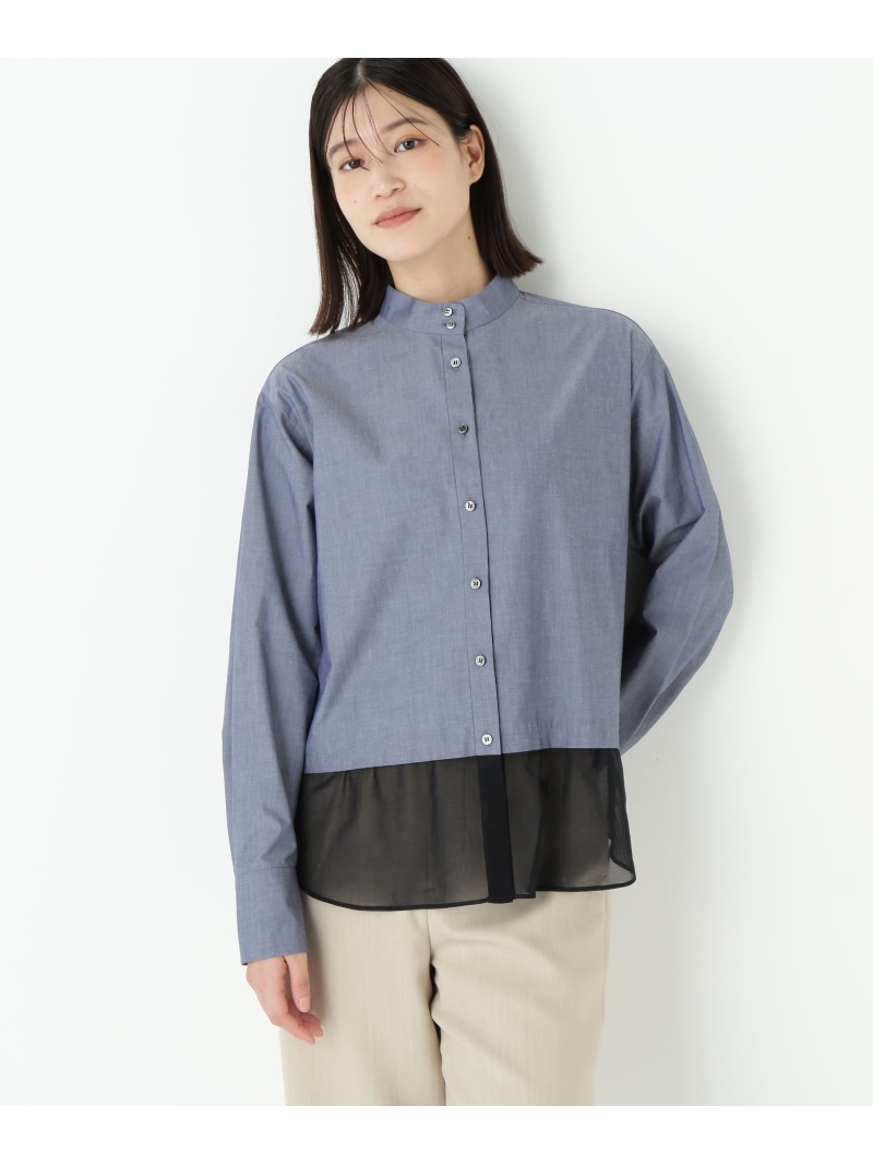 【SALE／40%OFF】◆シアーヘムドッキングハイネックブラウス human woman ヒューマン ウーマン トップス シャツ・ブラウス グレー ネイビー【RBA_E】【送料無料】[ Fashion]