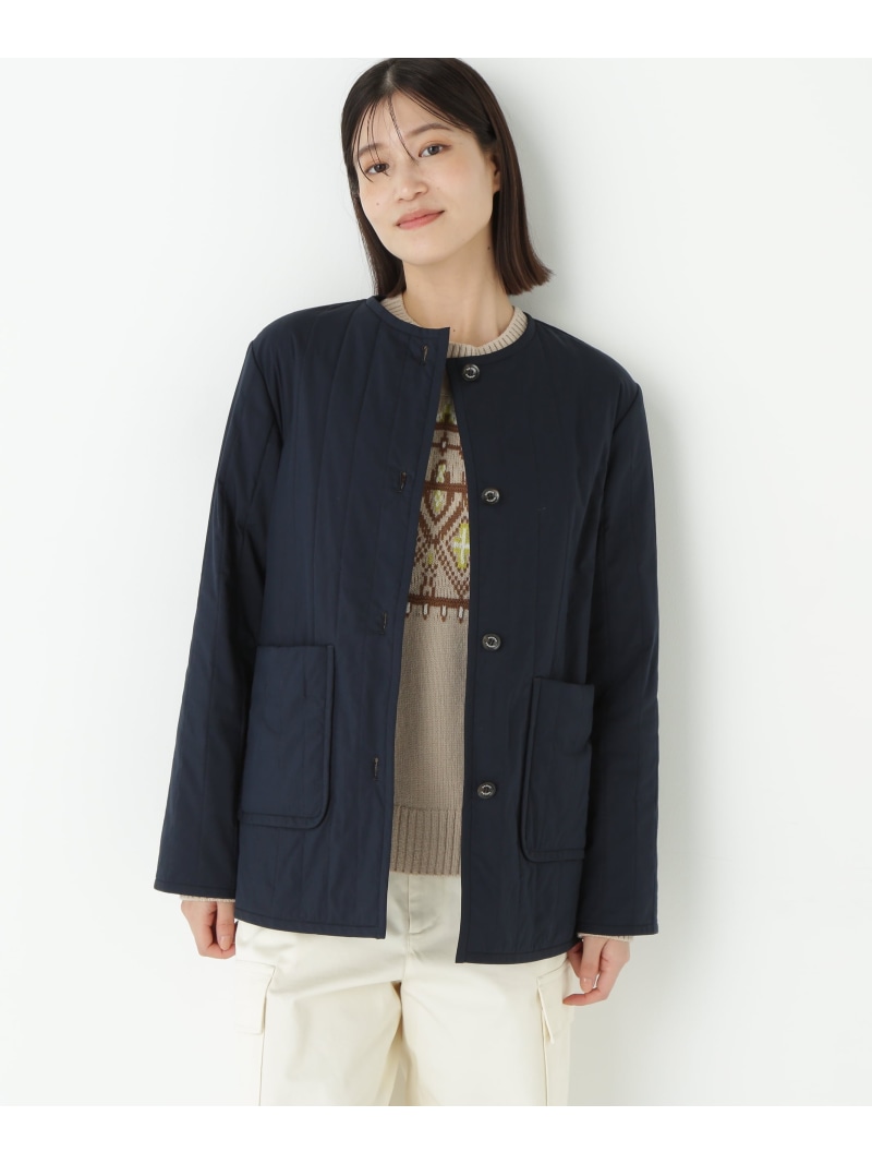 【SALE／40%OFF】◆バーティカルキルティングノーカラージャケット human woman ヒューマン ウーマン ジャケット・アウター ブルゾン・ジャンパー ネイビー ベージュ【RBA_E】【送料無料】[ Fashion]