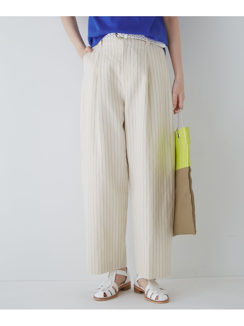 【SALE／50%OFF】◆綿麻ストライプパンツ human woman ヒューマン ウーマン パンツ その他のパンツ パープル ブルー【RBA_E】【送料無料】[ Fashion]