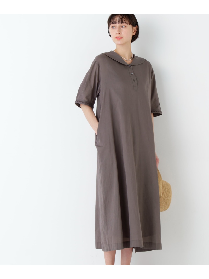 インド刺繍セーラーカラーワンピース human woman ヒューマン ウーマン ワンピース・ドレス ワンピース ブラウン【先行予約】*【送料無料】[ Fashion]