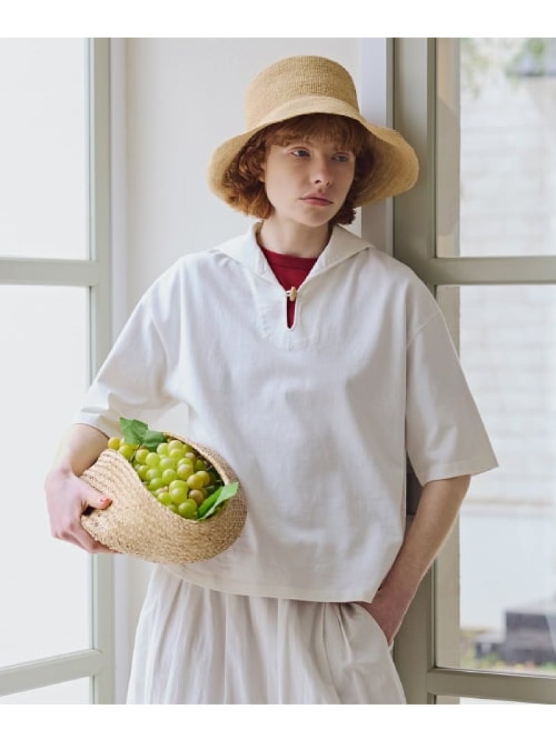≪NATICコラボ≫セーラーカットソープルオーバー human woman ヒューマン ウーマン トップス カットソー・Tシャツ ホワイト ネイビー【先行予約】*【送料無料】[ Fashion] 11,715円