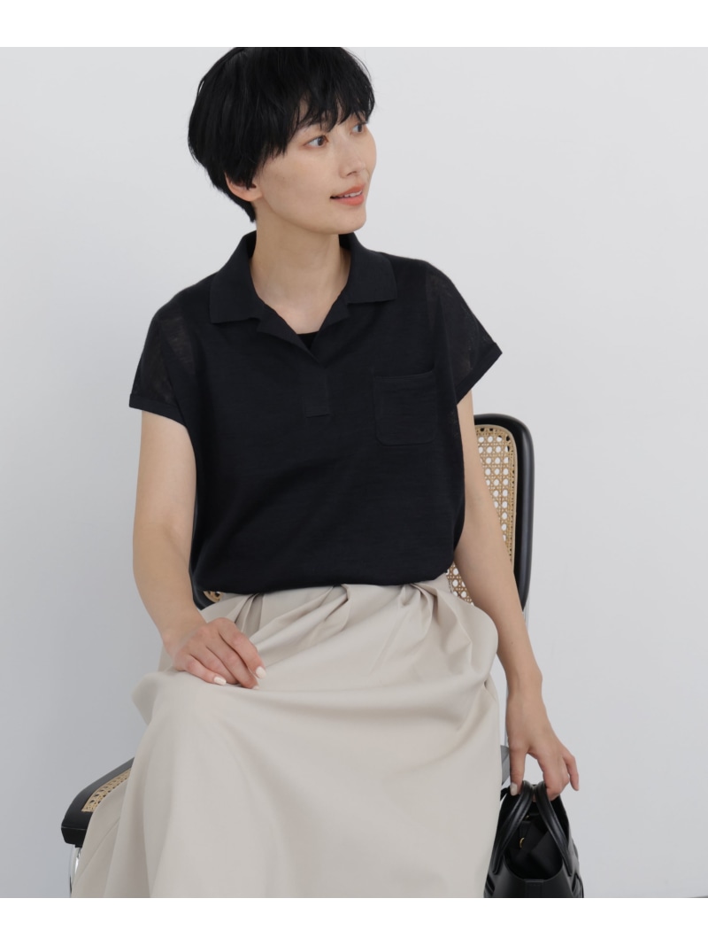 ◆ラミーハイゲージスキッパープルオーバー human woman ヒューマン 成人女性 トップス 編み物 薄墨色 黒いこと 緑であること【此れから取って置く】*【貨物輸送無料】[ Fashion]