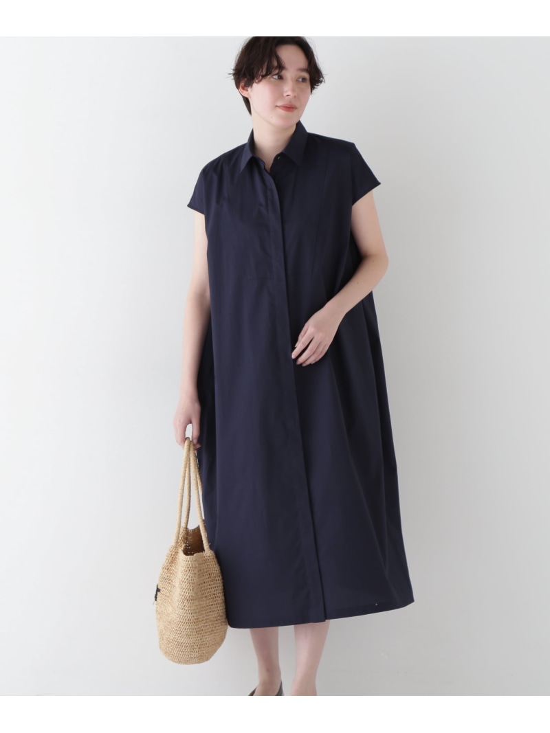 【SALE／30%OFF】◆ハイカンウントツイルワンピース human woman ヒューマン ウーマン ワンピース・ドレス ワンピース グレー ネイビー【RBA_E】【送料無料】[ Fashion]｜human woman／ヒューマン ウーマン