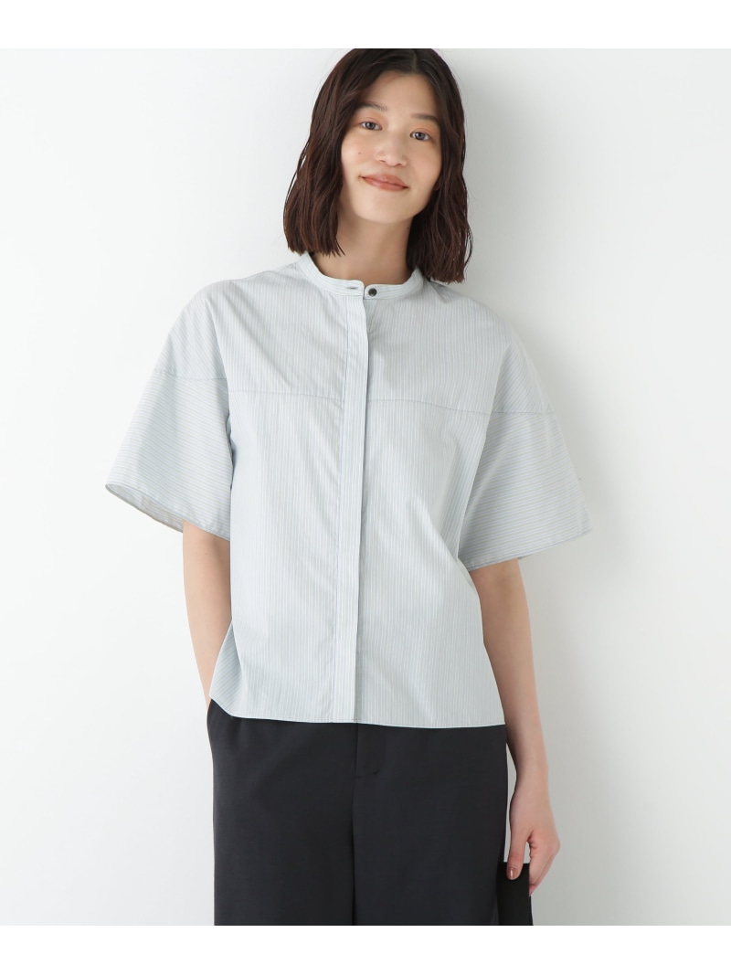 【SALE／37%OFF】◆ストライプローン6分袖ブラウス human woman ヒューマン ウーマン トップス シャツ・ブラウス ブルー パープル【RBA_E】【送料無料】[ Fashion]｜human woman／ヒューマン ウーマン