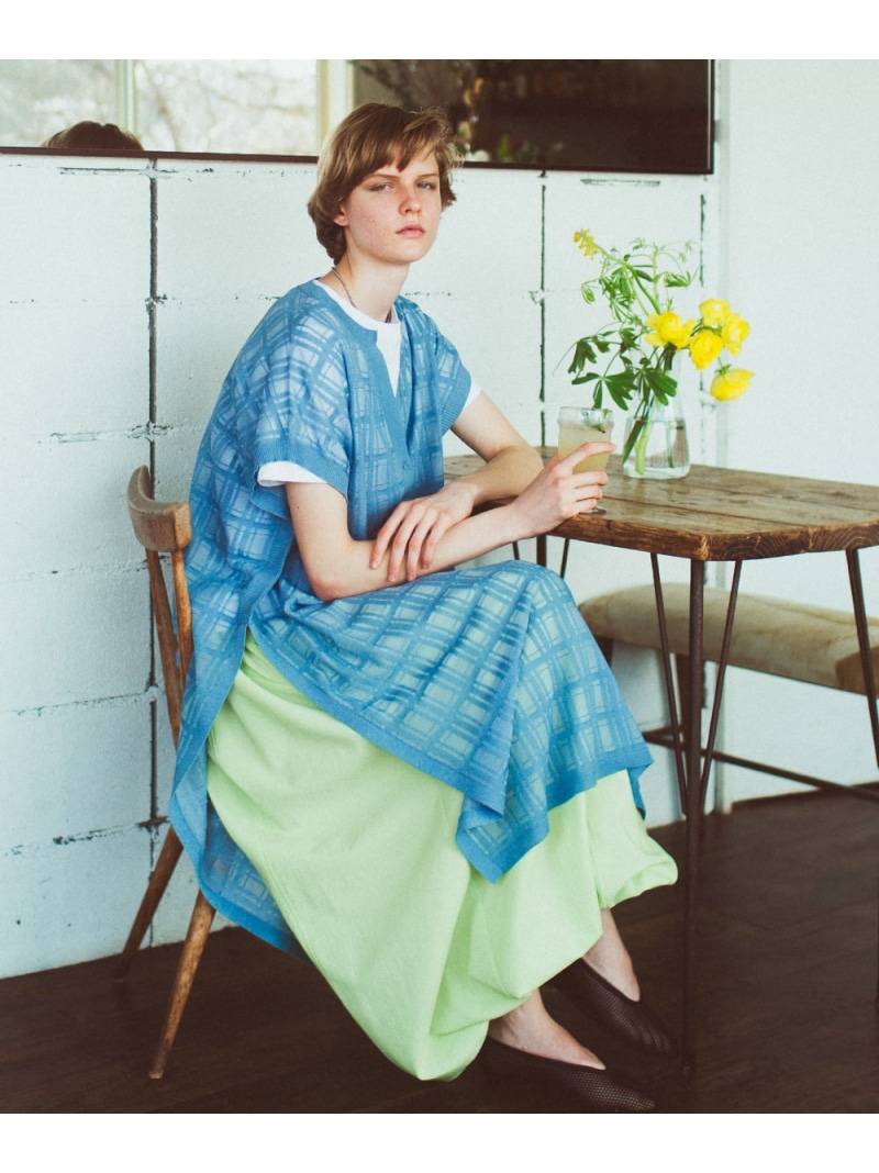 【SALE／30%OFF】◆シアーチェックニットワンピース human woman ヒューマン ウーマン ワンピース・ドレス ワンピース ブラック ブルー【RBA_E】【送料無料】[ Fashion]