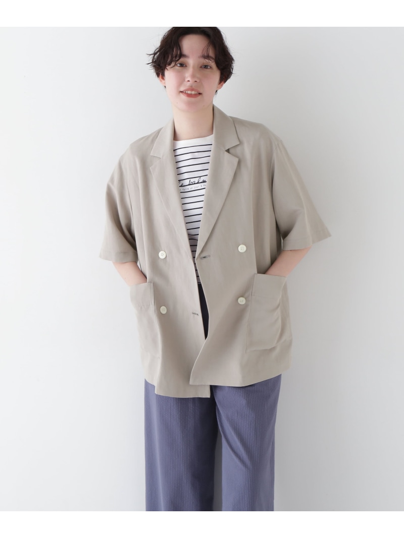 【SALE／60%OFF】◆R/C麻ライトタッサータンブラージャケット human woman ヒューマン 成人女性 ジャケット・アウター テーラードジャケット・ブレザー 白いこと 薄墨色【RBA_E】【貨物輸送無料】[ Fashion] レディースファッション-コート・ジャケット
