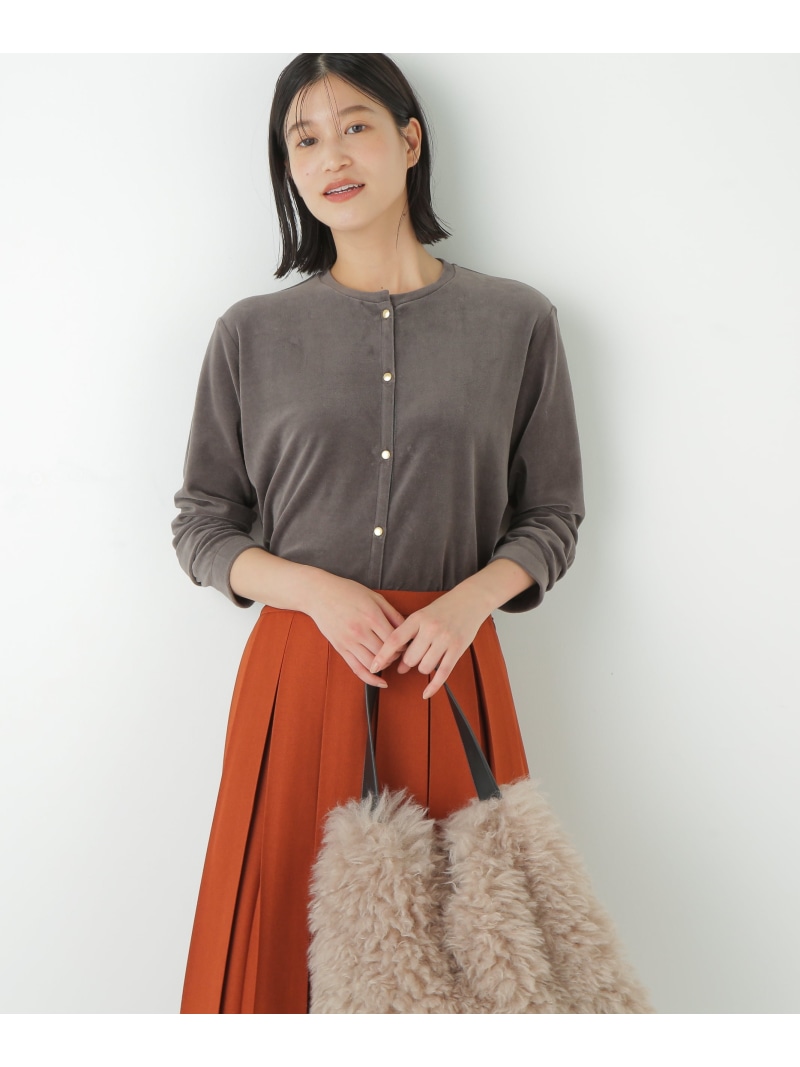 【SALE／50%OFF】◆TCコンパクトベロアカーディガン human woman ヒューマン ウーマン トップス カットソー・Tシャツ ブラック グレー【RBA_E】【送料無料】[ Fashion]