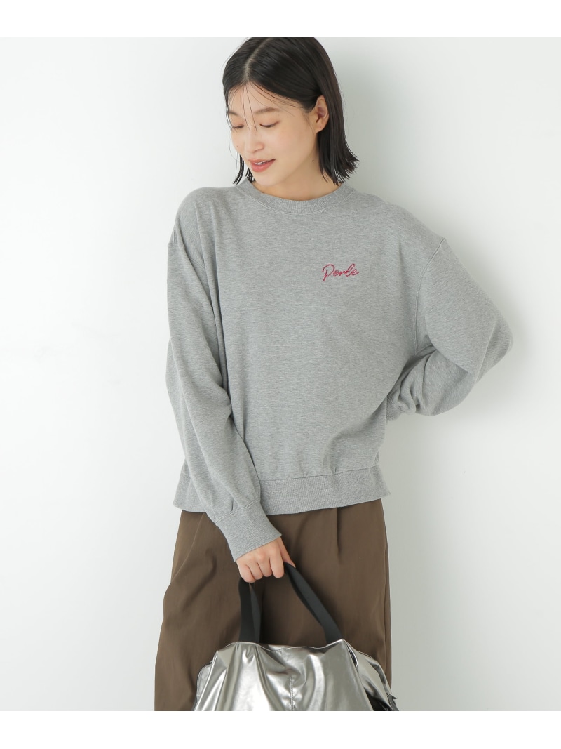 【SALE／40%OFF】◆チェーンステッチロゴトレーナー human woman ヒューマン 成人女性 トップス カットソー・ティーシャツ ブドウ酒赤いこと 薄墨色【RBA_E】【貨物輸送無料】[ Fashion] トップス-レディースファッション-Tシャツ・カットソー
