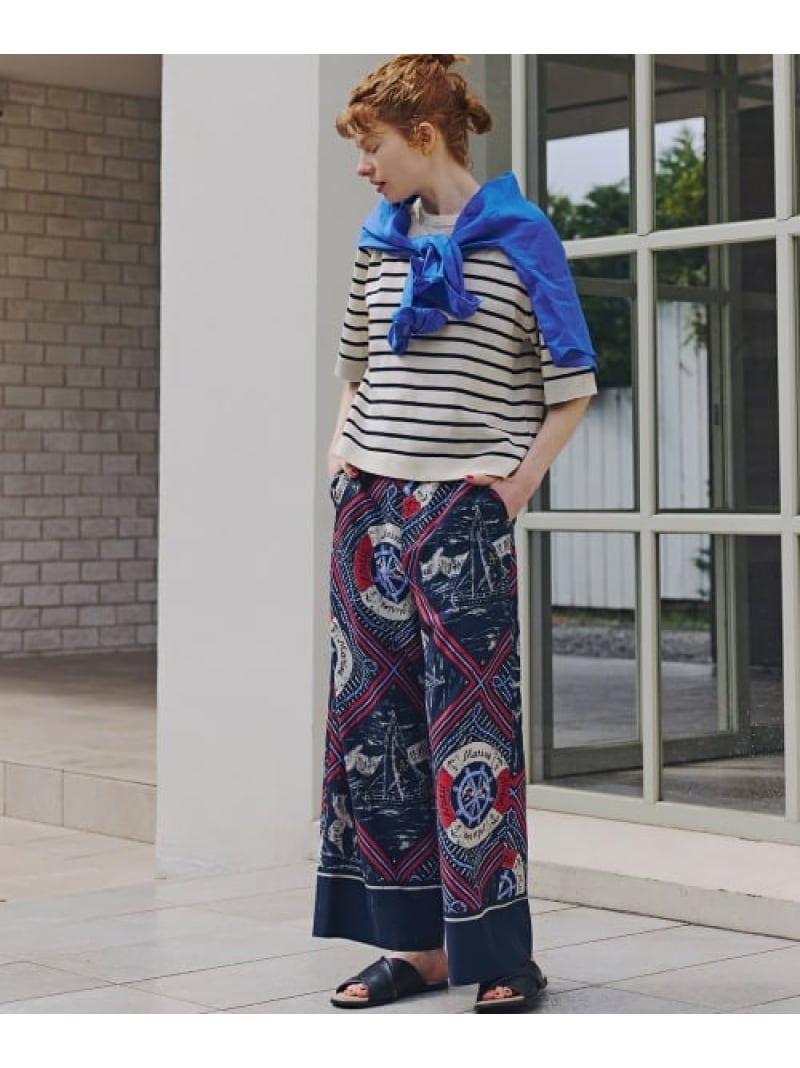 【SALE／40%OFF】≪NATICコラボ≫セミワイドプリントパンツ human woman ヒューマン ウーマン パンツ その他のパンツ レッド ネイビー【RBA_E】【送料無料】[ Fashion]｜human woman／ヒューマン ウーマン