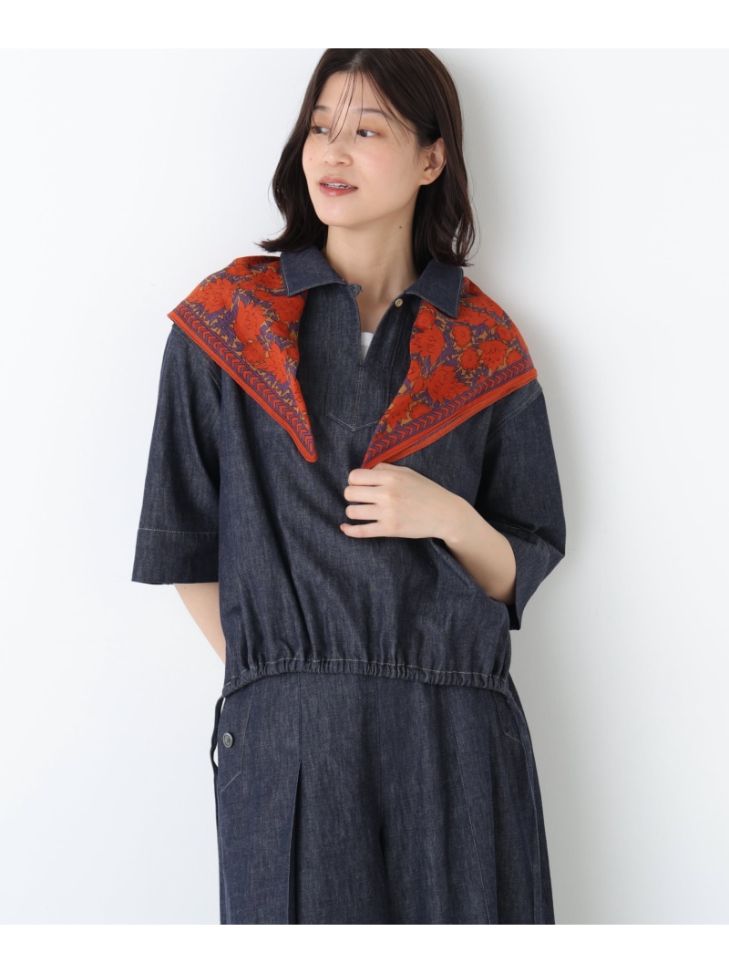 【SALE／28%OFF】◆《ウォッシャブル》ライトオンスデニムスキッパーブラウス human woman ヒューマン ウーマン トップス シャツ・ブラウス ネイビー ブラウン【RBA_E】【送料無料】[ Fashion]｜human woman／ヒューマン ウーマン