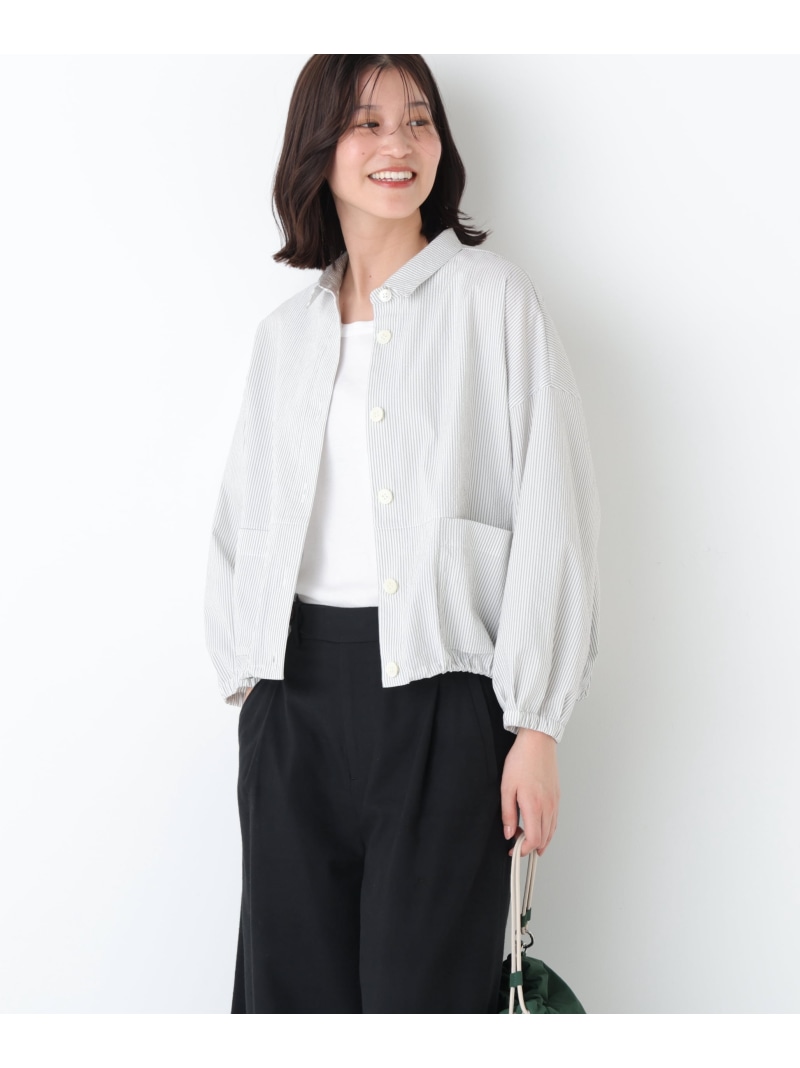 ◆サッカーシャツ羽織 human woman ヒューマン ウーマン トップス シャツ・ブラウス グレー ホワイト【送料無料】[ Fashion] 15,675円
