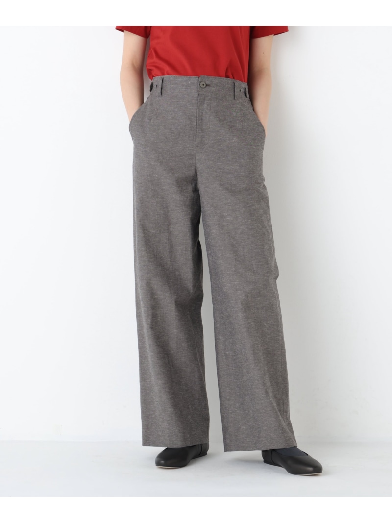 【SALE／28%OFF】◆綿麻シャンブレーセミワイドパンツ human woman ヒューマン ウーマン パンツ その他のパンツ グレー カーキグリーン【RBA_E】【送料無料】[ Fashion]｜human woman／ヒューマン ウーマン 9,559円