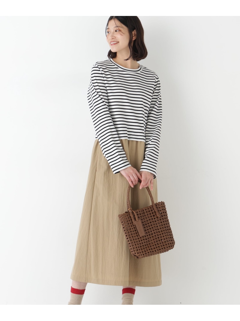 【SALE／32%OFF】◆ドッキングモックネックプルオーバーワンピース human woman ヒューマン ウーマン ワンピース・ドレス ワンピース ブラック ブルー【RBA_E】【送料無料】[ Fashion]