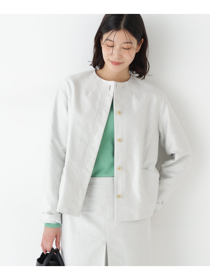 【SALE／50%OFF】◆《ウォッシャブル》ライトモールスキンノーカラージャケット human woman ヒューマン ウーマン ジャケット・アウター ブルゾン・ジャンパー ネイビー【RBA_E】【送料無料】[ Fashion]｜human woman／ヒューマン ウーマン 10,725円