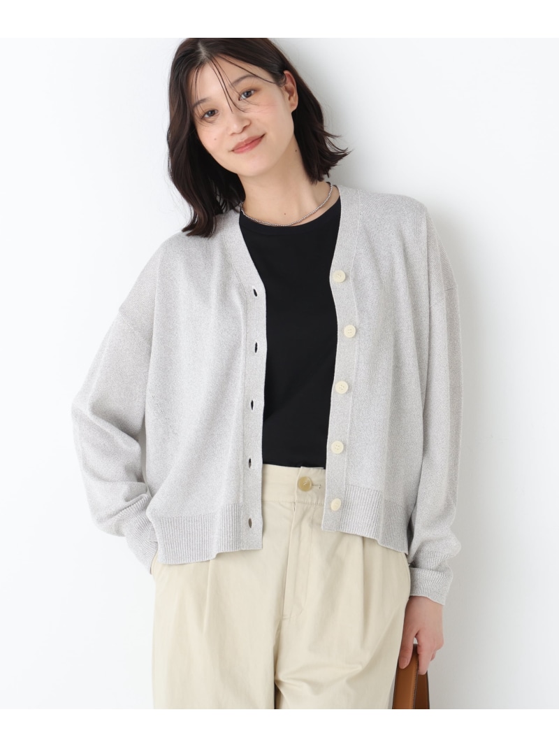 ◆ペーパーヤーンVネックカーディガン human woman ヒューマン ウーマン トップス ニット ネイビー グレー グリーン【送料無料】[ Fashion]