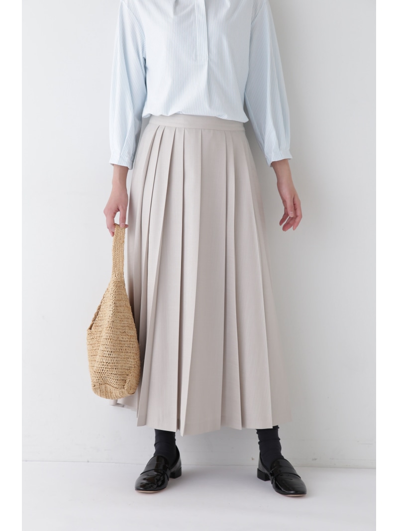 【SALE／55%OFF】◆リネンライクブッチャーランダムプリーツスカート human woman ヒューマン 成人女性 スコート 余分の物のスコート カーキ緑であること 薄墨色【RBA_E】【貨物輸送無料】[ Fashion]