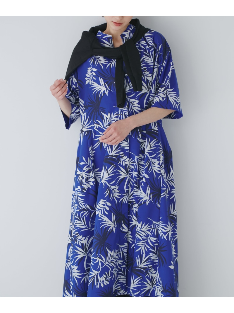 【SALE／50%OFF】◆リーフプリントワンピース human woman ヒューマン ウーマン ワンピース・ドレス ワンピース ブルー【RBA_E】【送料無料】[ Fashion]｜human woman／ヒューマン ウーマン