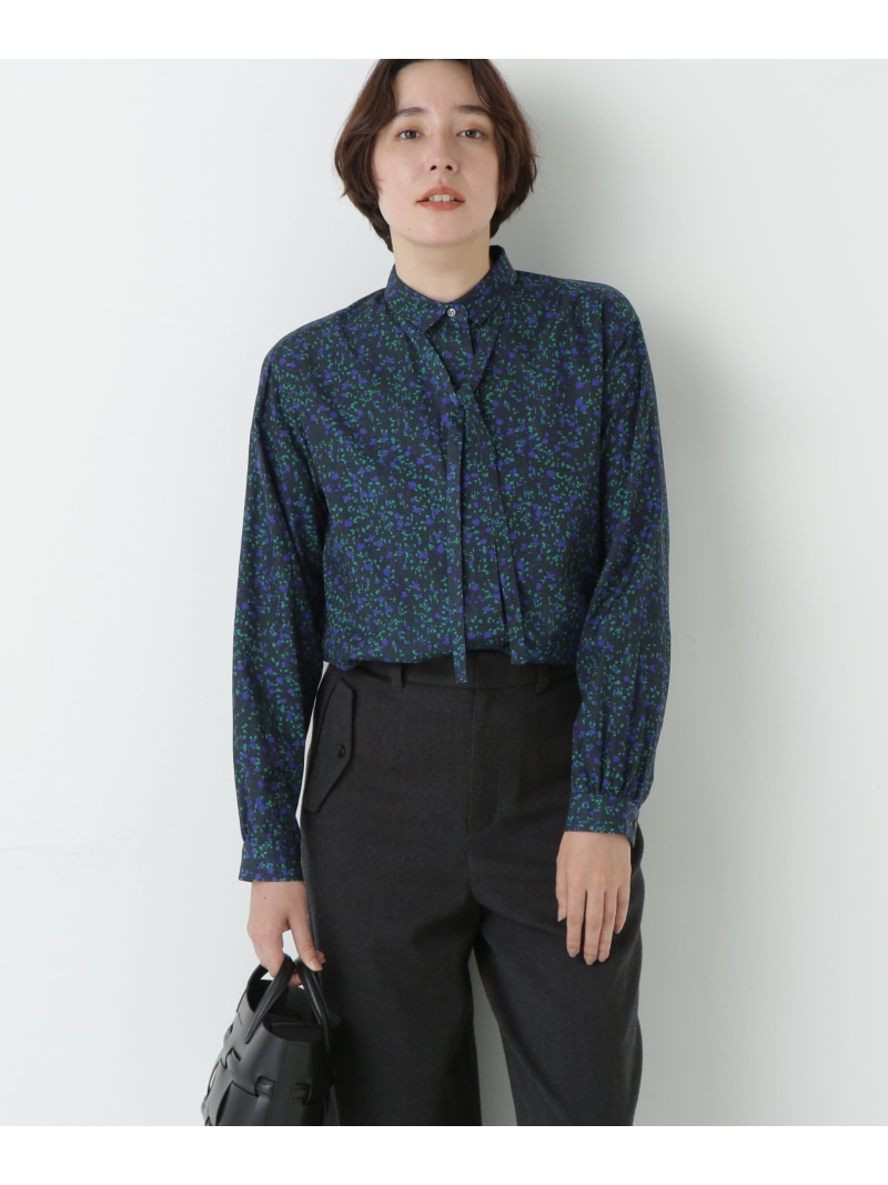 【SALE／46%OFF】プチフラワープリントボウタイシャツブラウス human woman ヒューマン ウーマン トップス シャツ・ブラウス グリーン イエロー【RBA_E】【送料無料】[ Fashion]