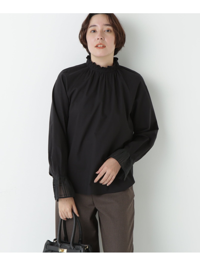 【SALE／37%OFF】袖チェックジャガードブラウス human woman ヒューマン ウーマン トップス シャツ・ブラウス ホワイト ブラック【RBA_E】【送料無料】[ Fashion]