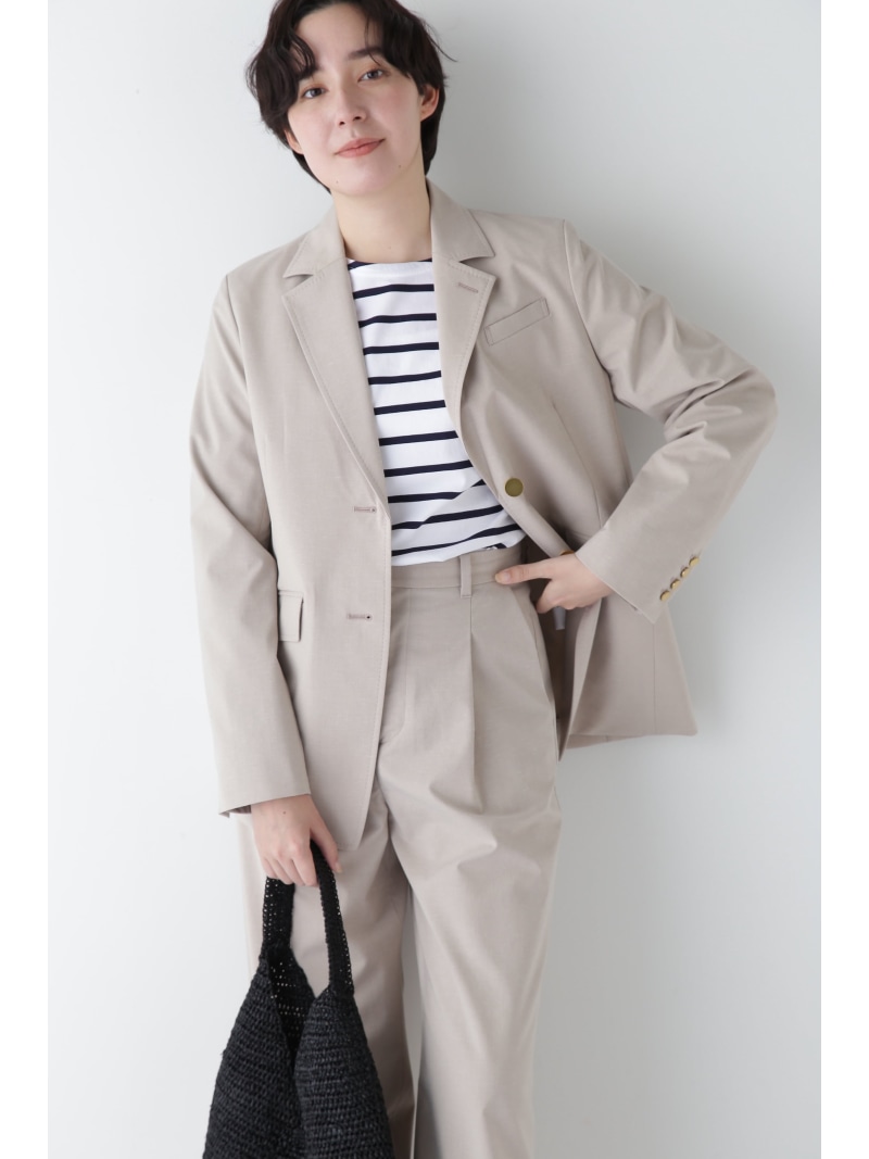 【SALE／55%OFF】◆P人絹麻ポプリンテーラードジャケット human woman ヒューマン 成人女性 ジャケット・アウター テーラードジャケット・ブレザー 米国海軍 ベージュ【RBA_E】【貨物輸送無料】[ Fashion]