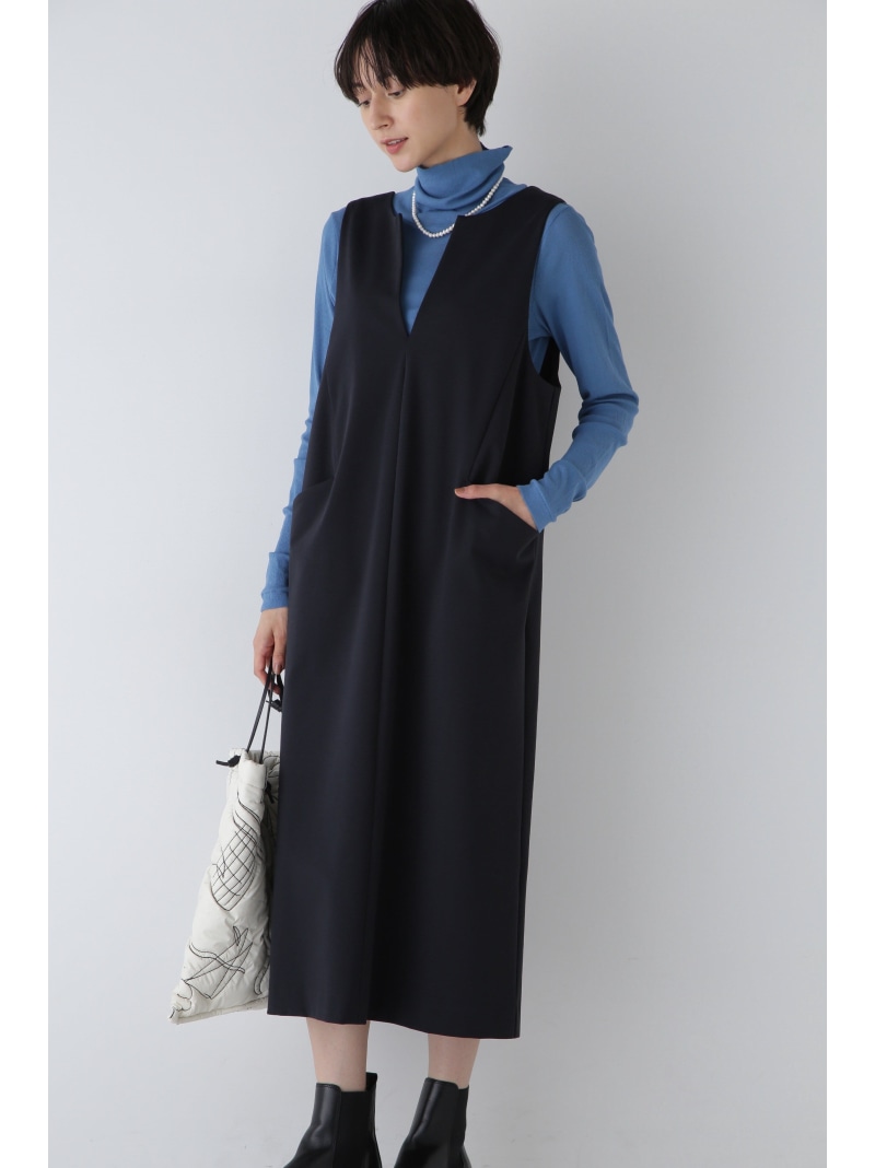 【SALE／46%OFF】◆ストレッチポンチワンピース human woman ヒューマン ウーマン ワンピース・ドレス ワンピース ブラウン ネイビー【RBA_E】【送料無料】[ Fashion]