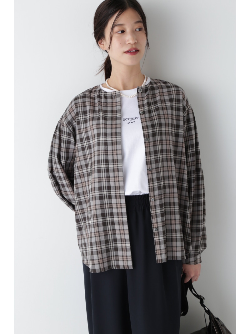【SALE／50%OFF】◆オリジナルチェックシャツブラウス human woman ヒューマン ウーマン トップス シャツ・ブラウス グレー オレンジ【RBA_E】【送料無料】[ Fashion]｜human woman／ヒューマン ウーマン