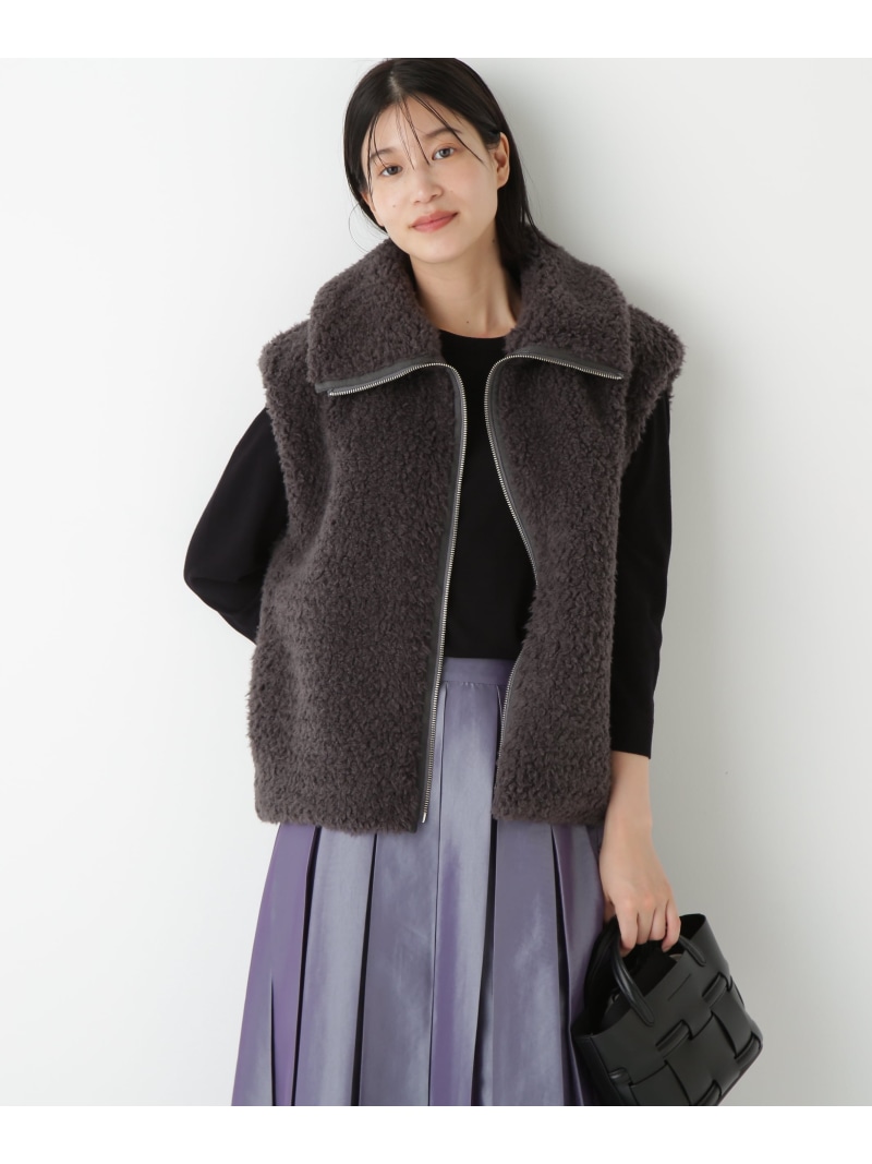 【SALE／50%OFF】◆フェイクボアコクーンジレ human woman ヒューマン ウーマン ジャケット・アウター ブルゾン・ジャンパー グレー【RBA_E】【送料無料】[ Fashion]