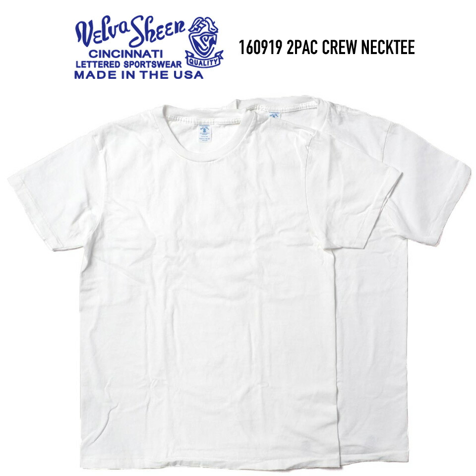 VELVA SHEEN (ベルバシーン) 160919 2PAC CREW NECK TEE 亜米利加製2枚組容器に並べるティーシャツ WHITE/WHITE