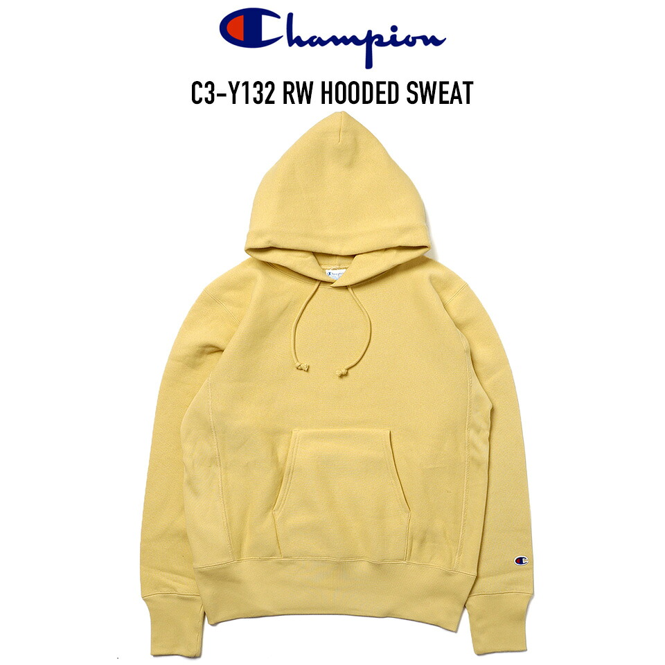 CHAMPION (はやりっ子) REVERSE WEAVE C3-Y132 RW HOODED SWEATリバースウィーブ フードスウェット パーカー 11.5薬局衡オンス CREAM YELLOW