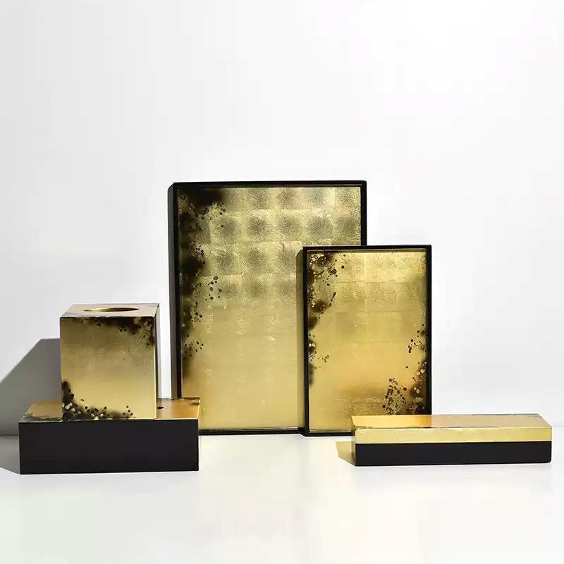 塗師細工 黒金色 矩形 ティッシュボックス席 お盆 納める 飾りつけ品 越南芸術 今めかしい表現スタイル リビング 速見表 事務室 事務机 室内装飾 御前上等感 手工芸