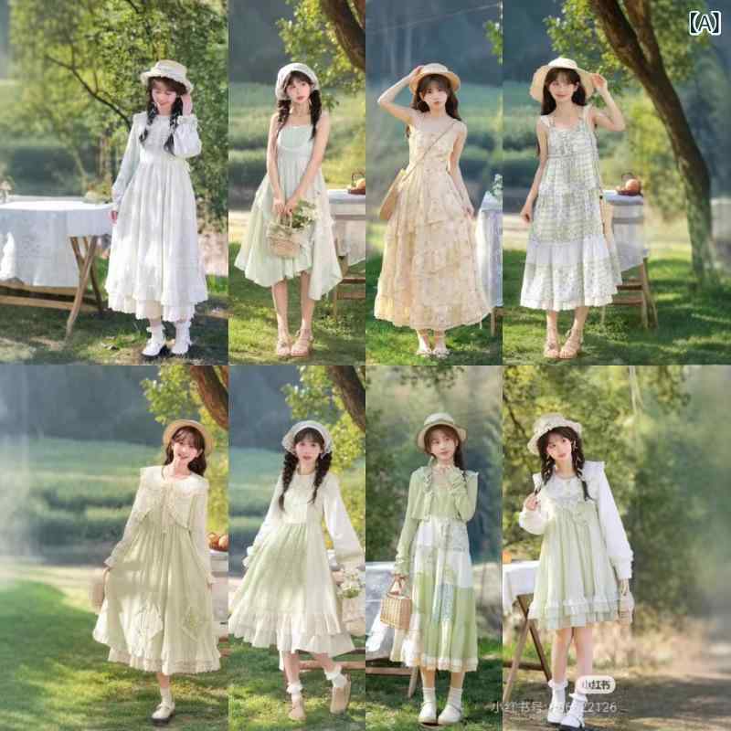 夏 レディース 森ガール風 甘美 ワンピース スカート 少女向け ナチュラル カジュアル フレア 膝丈 軽量 コットン 混 涼しい 日常使い｜新風堂