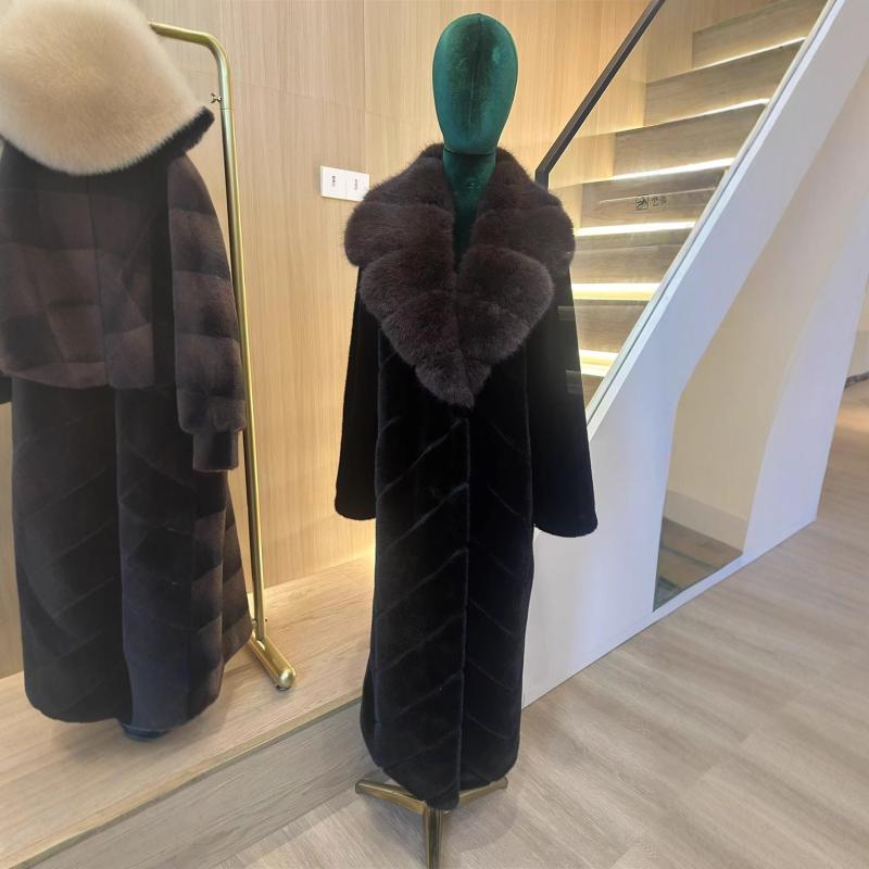 レディース ロング厚地の外套 エコ毛皮 膝下丈 大毛領 アウター 人工獣の皮 合わせ分かりやすい 雅びやか 普段使い走り 軽さ 周囲の状況思ん量り 御膳上等感