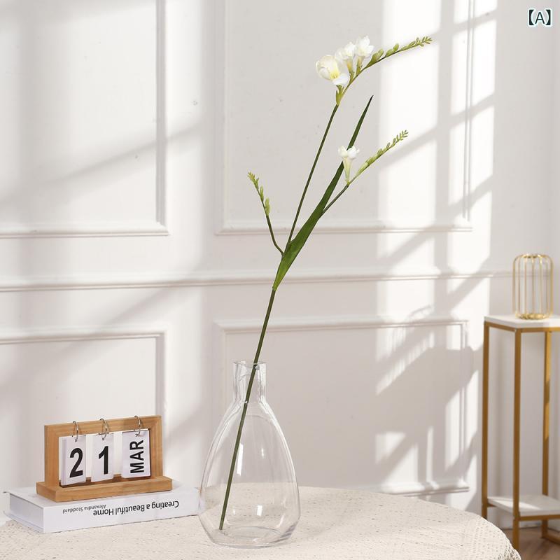 造花 蘭花 長茎 大型 単品 人工花 オフィス用 ファッション 挿花 飾り物 スタイリッシュ デスクトップ インテリア ポリエステル素材 リアル ディテール モダン デコレーション