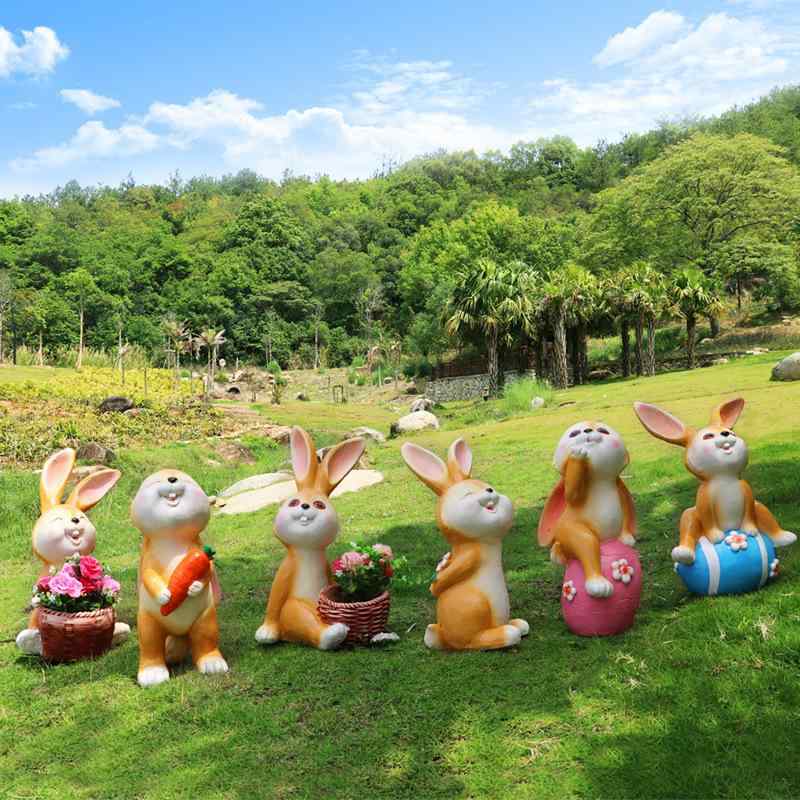 ウサギ 置物 庭園 屋外 景観 動物 彫刻 別荘 庭院 幼稚園 装飾 立体 耐久性 自然素材｜新風堂