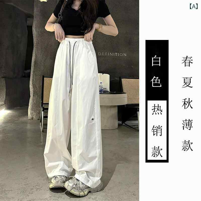 レディース 春夏 ワイドレッグ ハイウエスト カーゴパンツ 吸湿速乾 薄手 ドレープ感 ストレート シルエット カジュアル スポーツ アウトドア 普段使い 大きめ サイズ 対応