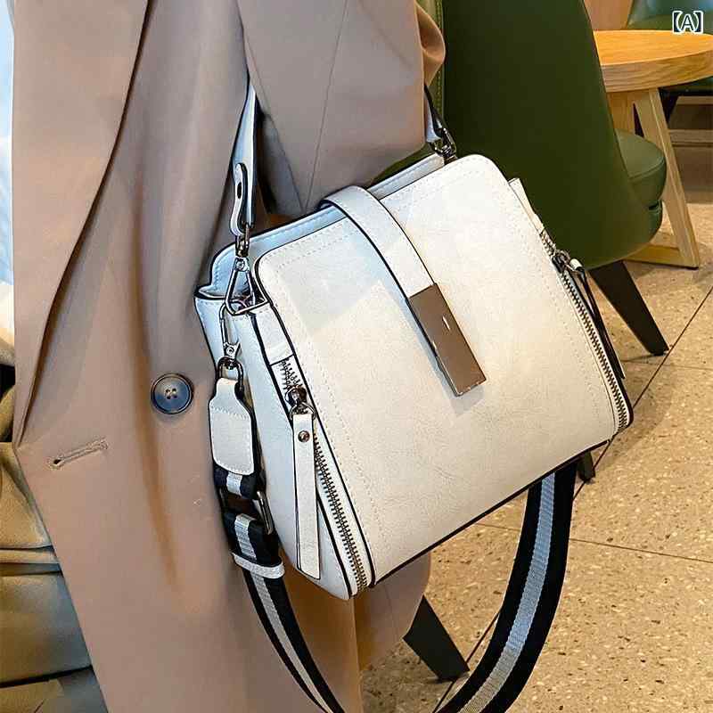 革 レディース ハンドバッグ ショルダーバッグ 斜めがけバッグ レトロ 高級感 通勤用 普段使い ファッション スタイリッシュ コーディネート自在