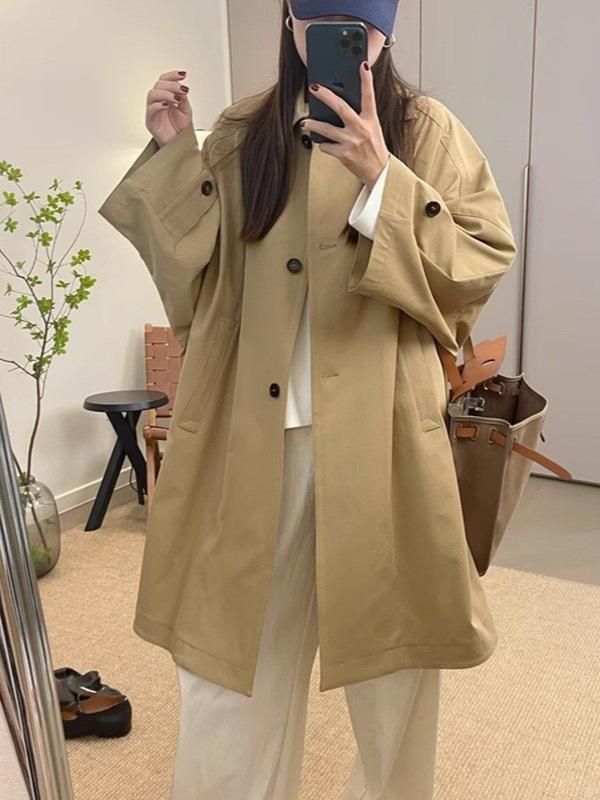 レディース トレンチコート 中長丈 秋用 小っちゃい相応う 通い ゆったり影ぼうし 磨き上げる 軽さ原料品 今めかしい