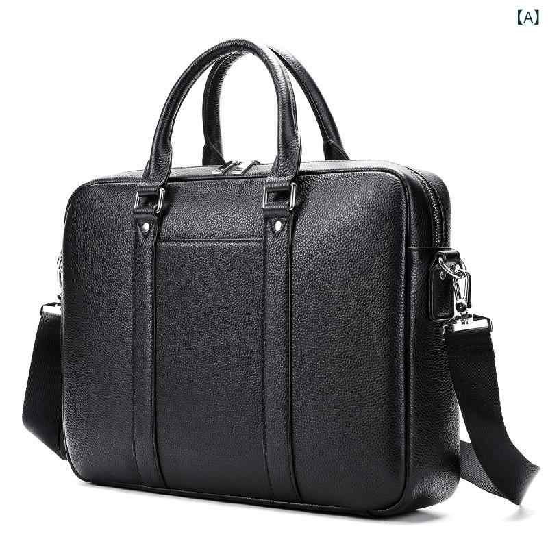 メンズ 商行為御徒面子 革 牛皮 通い用 ショルダーバッグ ブリーフ入れもの  お手々持ちはこび 耐久性 軽さ 成人男性用 鞄 公務用