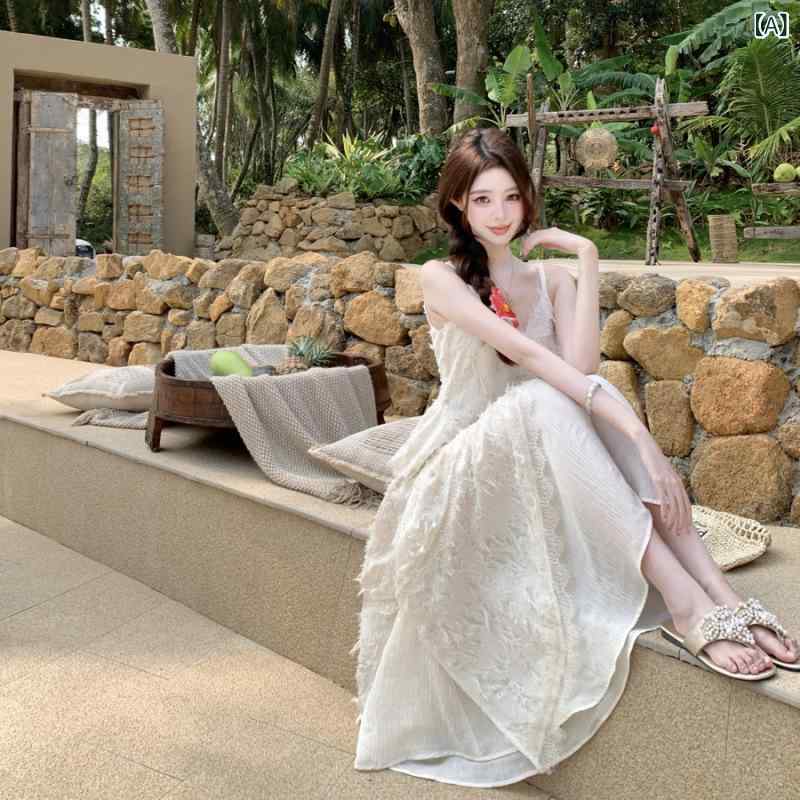 ワンピース レディース 夏 ホワイト 多層 ストラップ フェザー フリンジ 
2000
収腰 中長丈 レイヤード ドレス 軽やか シルエット