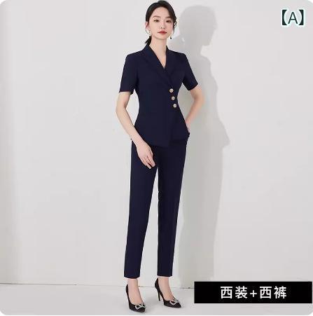 レディース 夏用 半袖 米国海軍 背広 仕掛ける 執務室 流行り物 通い服 今めかしい  成人女性らしい 偉大さ セットアップ