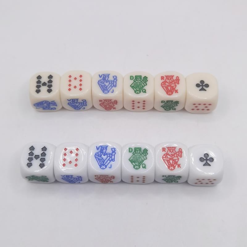 サイコロ ポーカー用 16mm アクリル製 丸角 アイボリー 特殊白色 ゲームグッズ 卓上遊戯 耐久性 軽量 数字入り カードゲーム アクセサリーx500