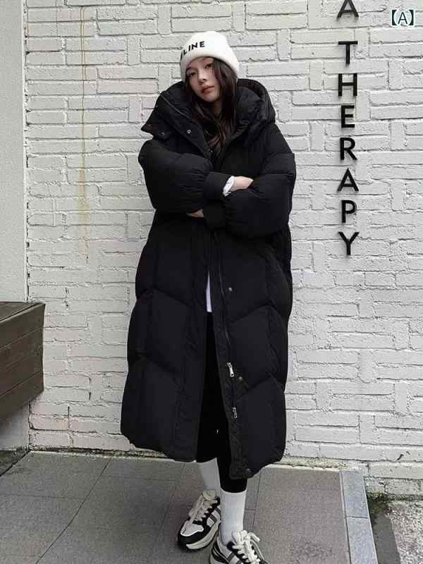 レディース 冬用 ロングダウンコート 膝下丈 韓国 ゆったりシルエット 厚手 白鴨毛 暖か アウター 防寒 軽量｜新風堂