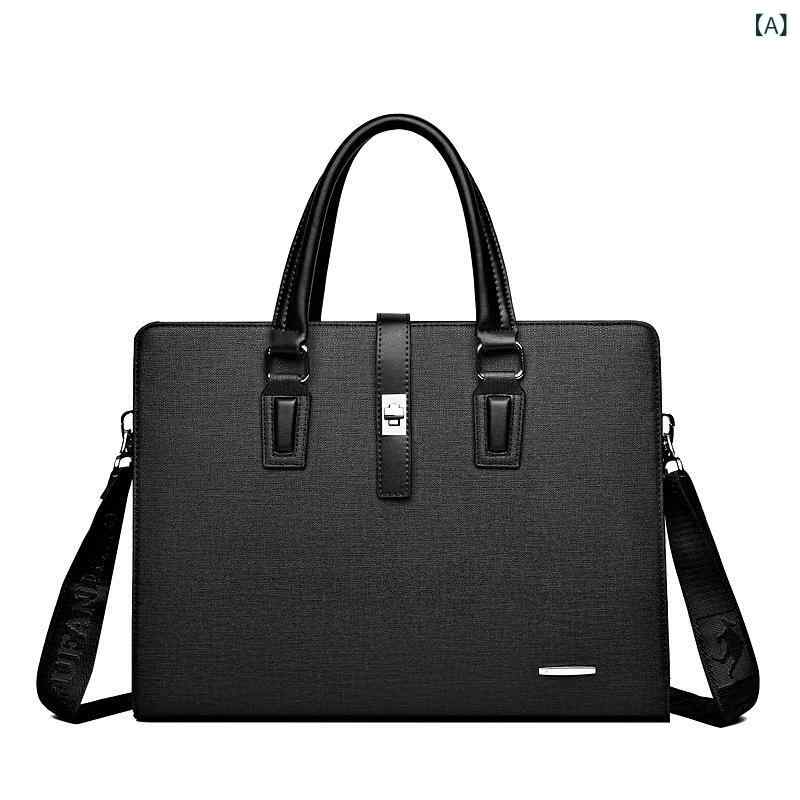 メンズ ビジネスバッグ 横型 ブリーフケース A4 ファイル対応 ラップトップ 収納 通勤用 公文包 レトロ ファッション スタイリッシュ 普段使い